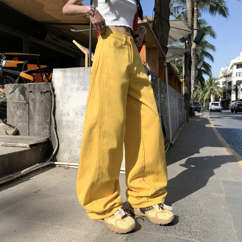 Straight wide leg loose high waist slim spring and summer jeans
