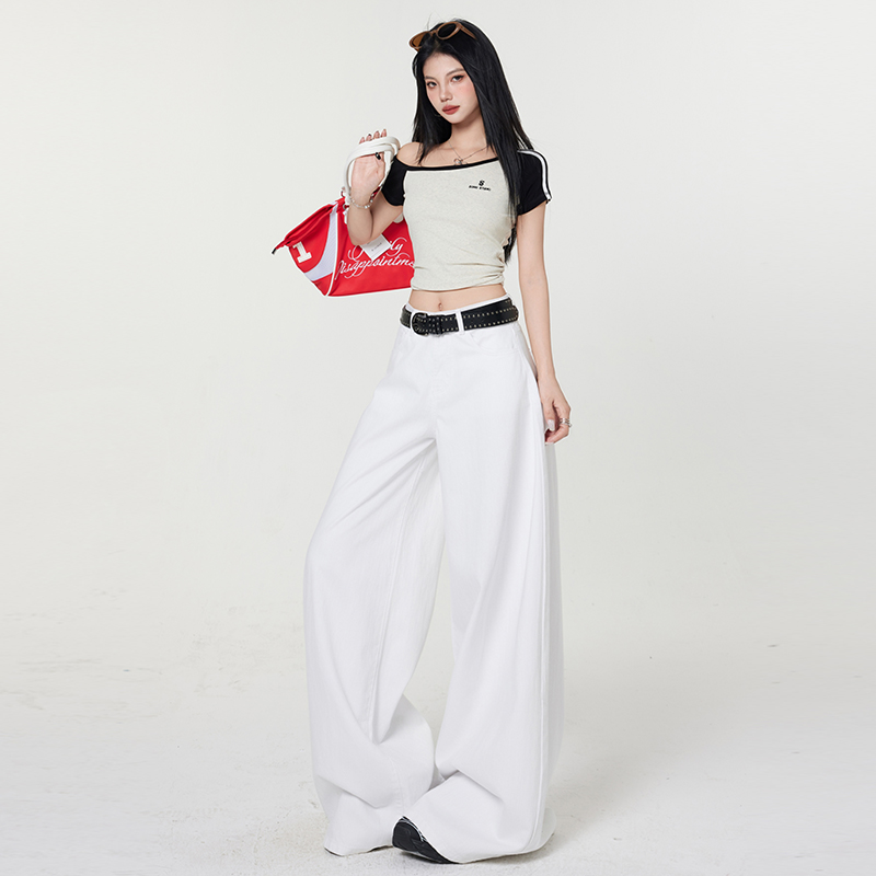 Straight pants summer loose drape jeans for women