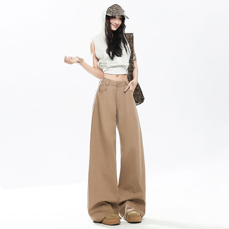 Drape spring and summer niche pants loose wide leg jeans
