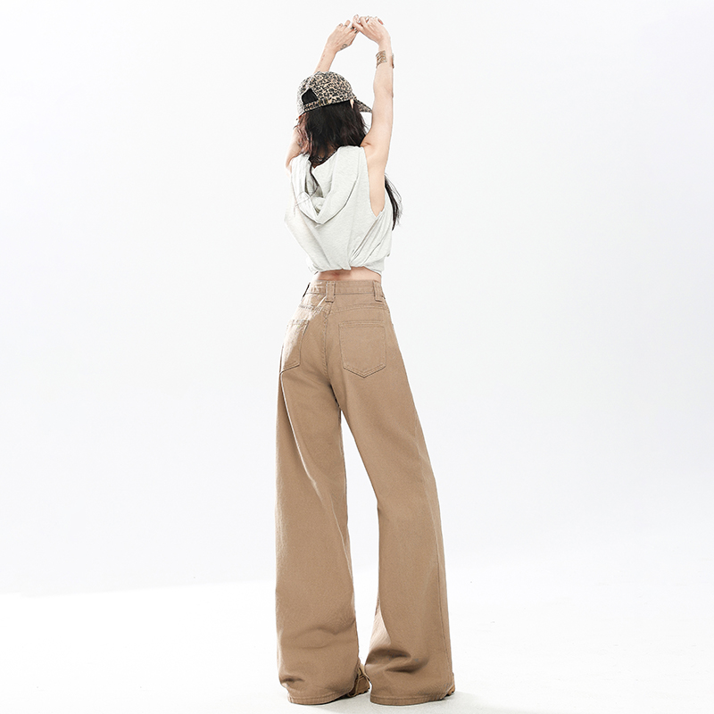Drape spring and summer niche pants loose wide leg jeans