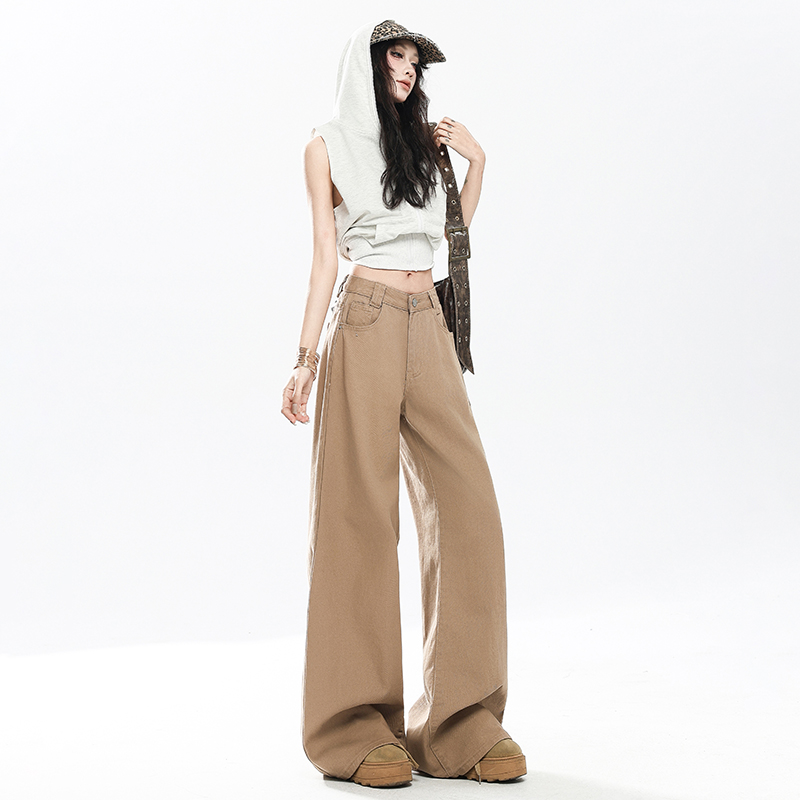 Drape spring and summer niche pants loose wide leg jeans