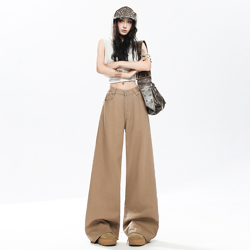 Drape spring and summer niche pants loose wide leg jeans