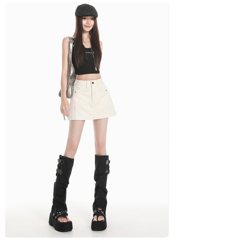A-line safety pants spicegirl beige short skirt