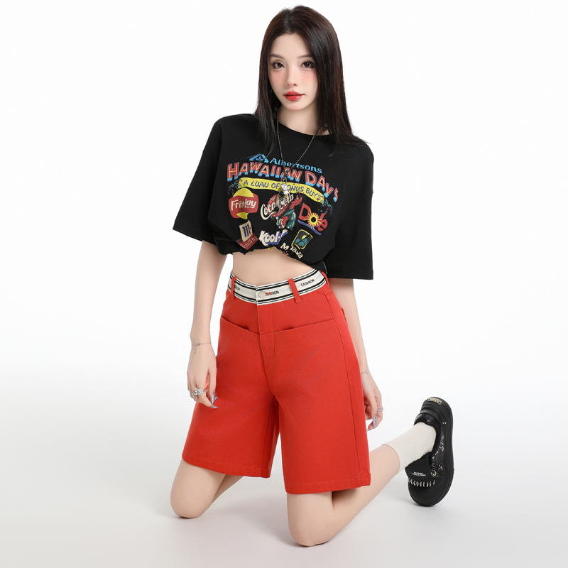 Summer jeans small straight pants shorts for women