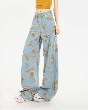 Printing loose pants summer wide leg pants for women