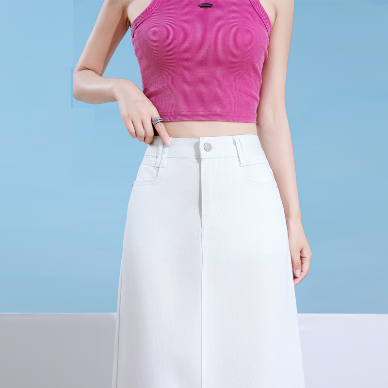Breathable slim split long skirt all-match denim skirt for women