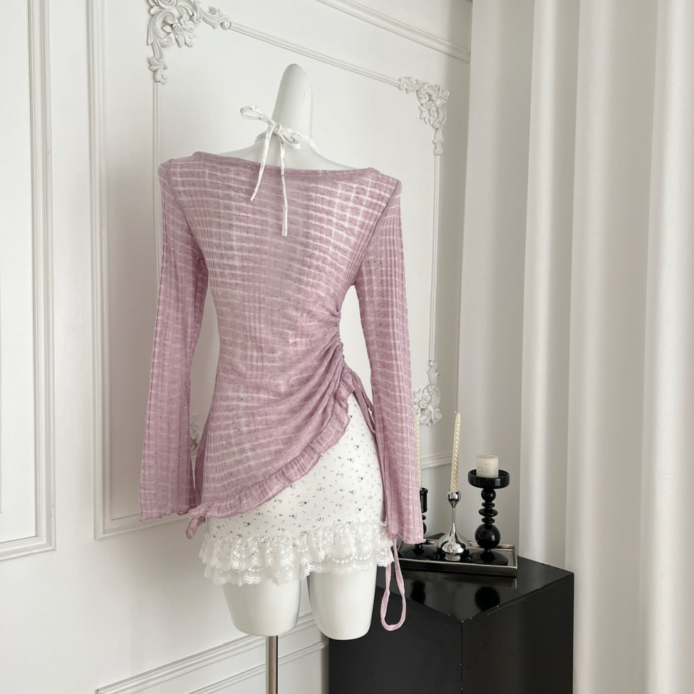Embroidered flowers dress stereoscopic smock 2pcs set