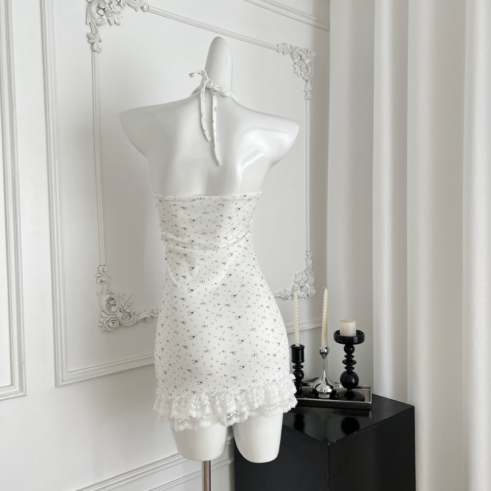 Embroidered flowers dress stereoscopic smock 2pcs set