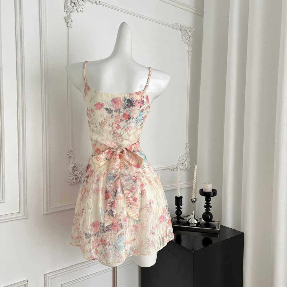 Pinched waist maiden lace vacation dress for women