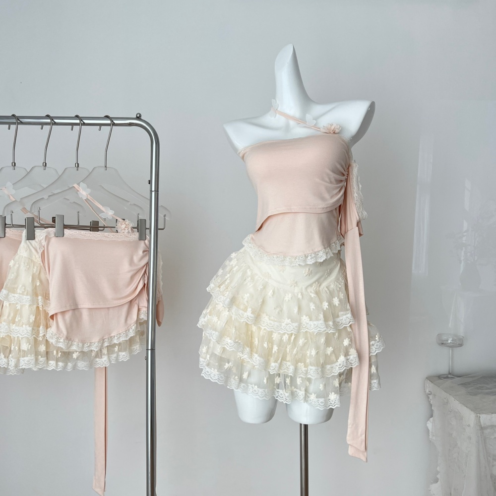 Slim summer short skirt short tops 2pcs set