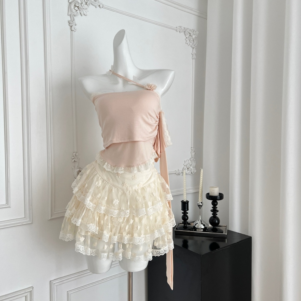 Slim summer short skirt short tops 2pcs set