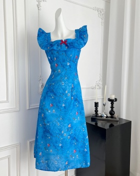 Summer lotus leaf edges dress for women
