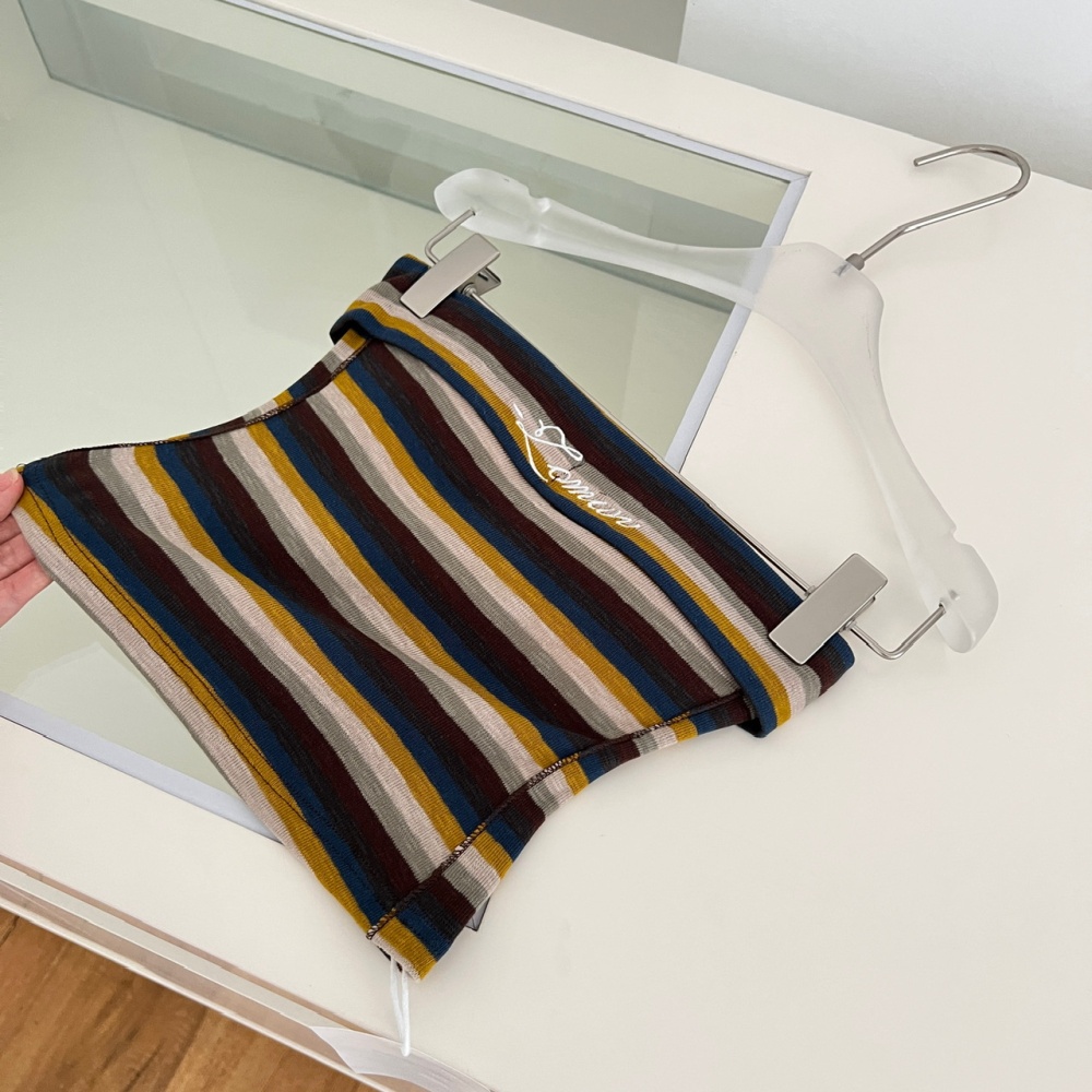 Slim stripe wrapped chest vest mixed colors halter short tops