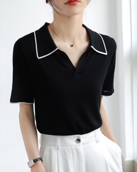 Light ice silk tops short sleeve summer T-shirt for women