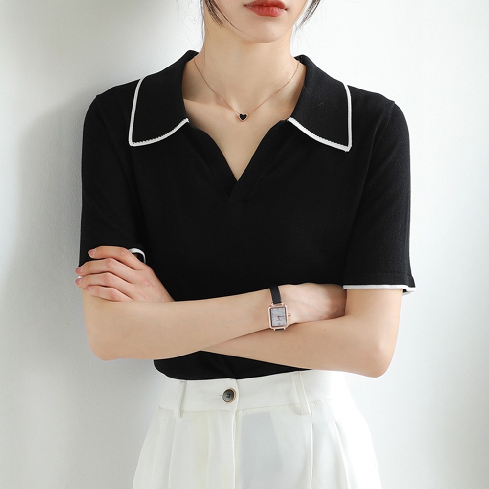 Light ice silk tops short sleeve summer T-shirt for women