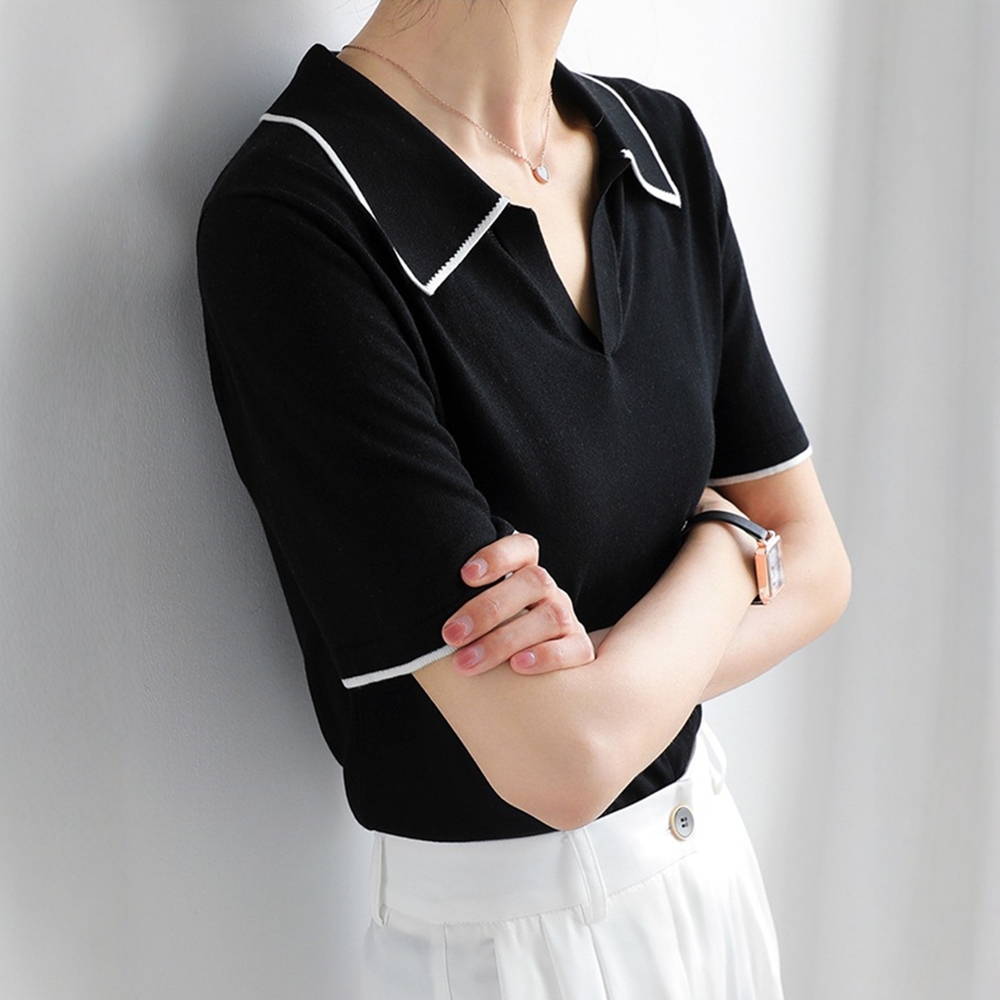 Light ice silk tops short sleeve summer T-shirt for women