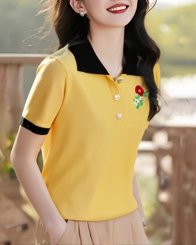 Yellow summer T-shirt printing ice silk tops
