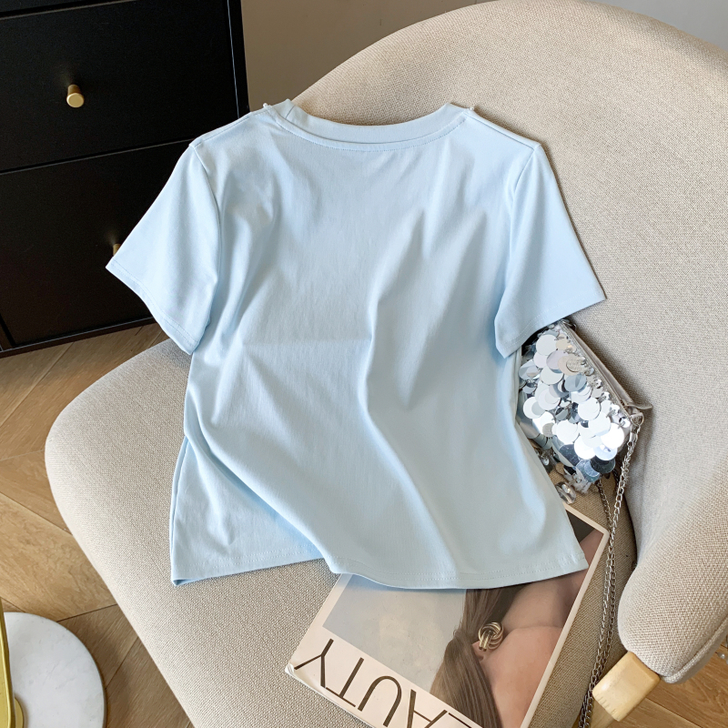 Summer simple T-shirt all-match Korean style tops for women