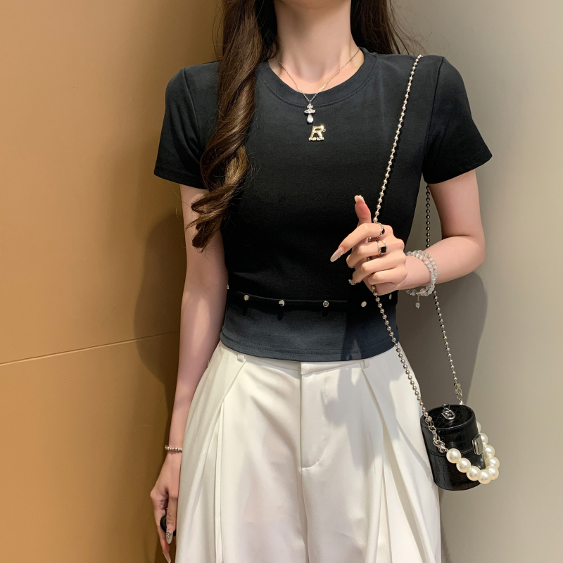Gradient retro T-shirt short sleeve tops for women