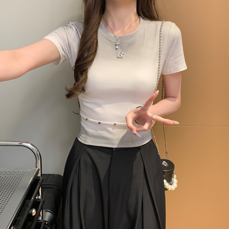 Gradient retro T-shirt short sleeve tops for women