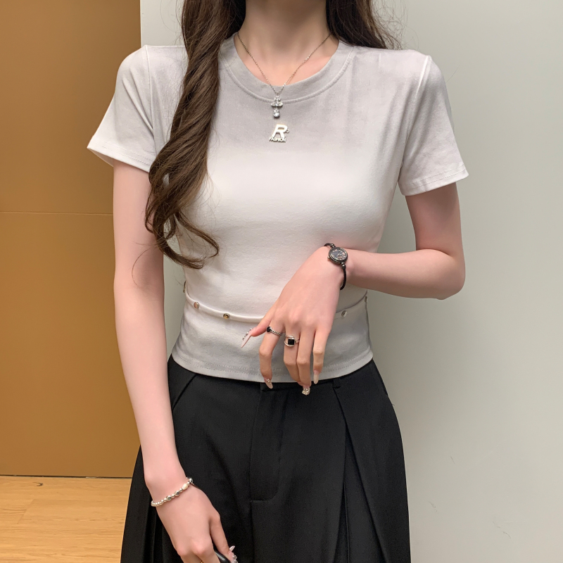 Gradient retro T-shirt short sleeve tops for women