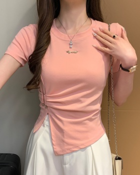 Irregular short sleeve tops summer T-shirt for women