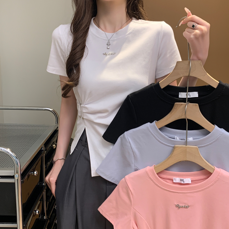 Irregular short sleeve tops summer T-shirt for women