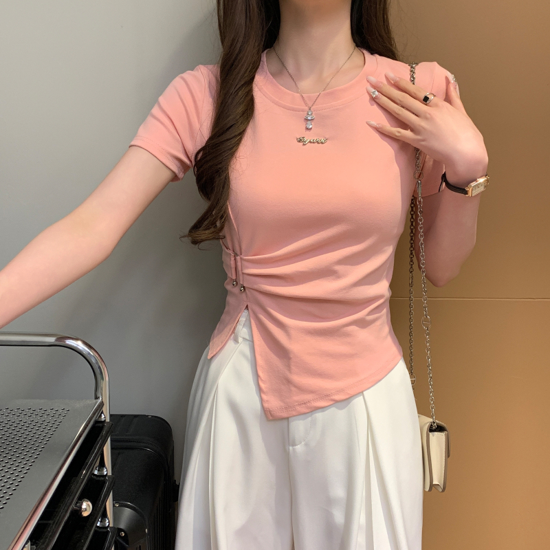 Irregular short sleeve tops summer T-shirt for women