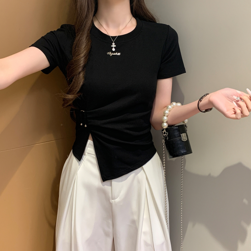 Irregular short sleeve tops summer T-shirt for women