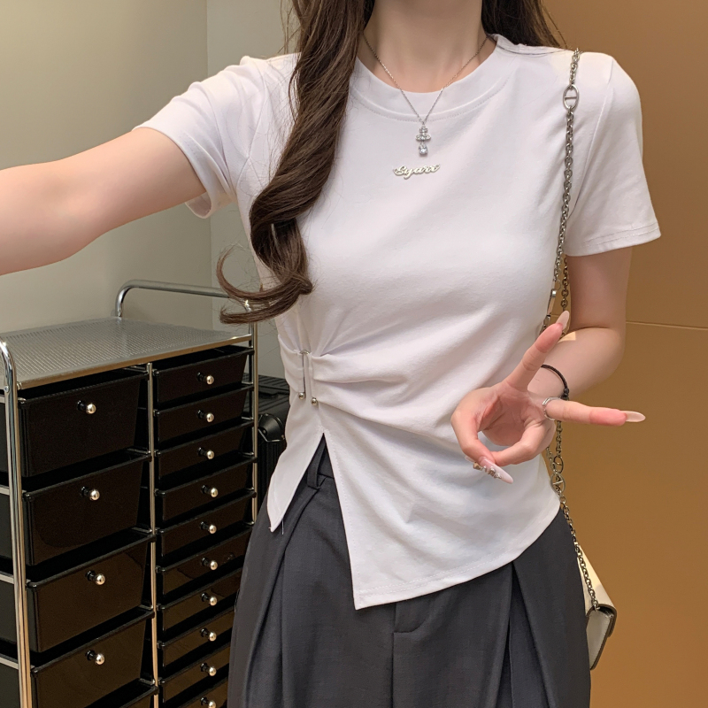 Irregular short sleeve tops summer T-shirt for women