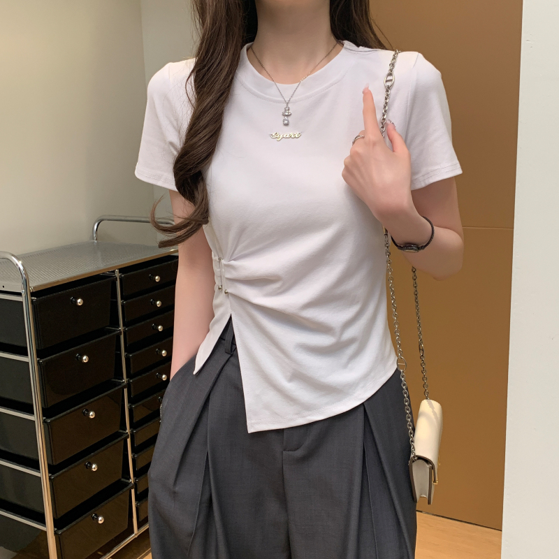 Irregular short sleeve tops summer T-shirt for women