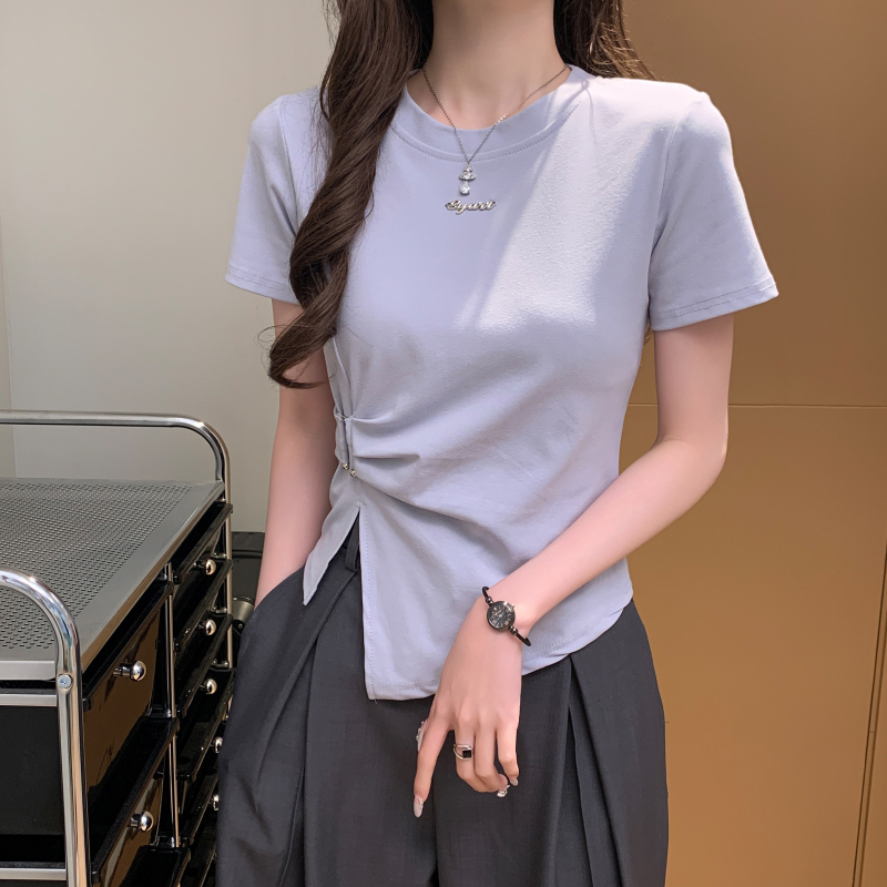 Irregular short sleeve tops summer T-shirt for women