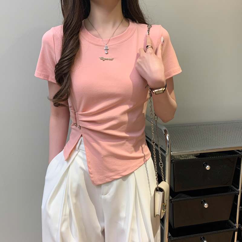 Irregular short sleeve tops summer T-shirt for women