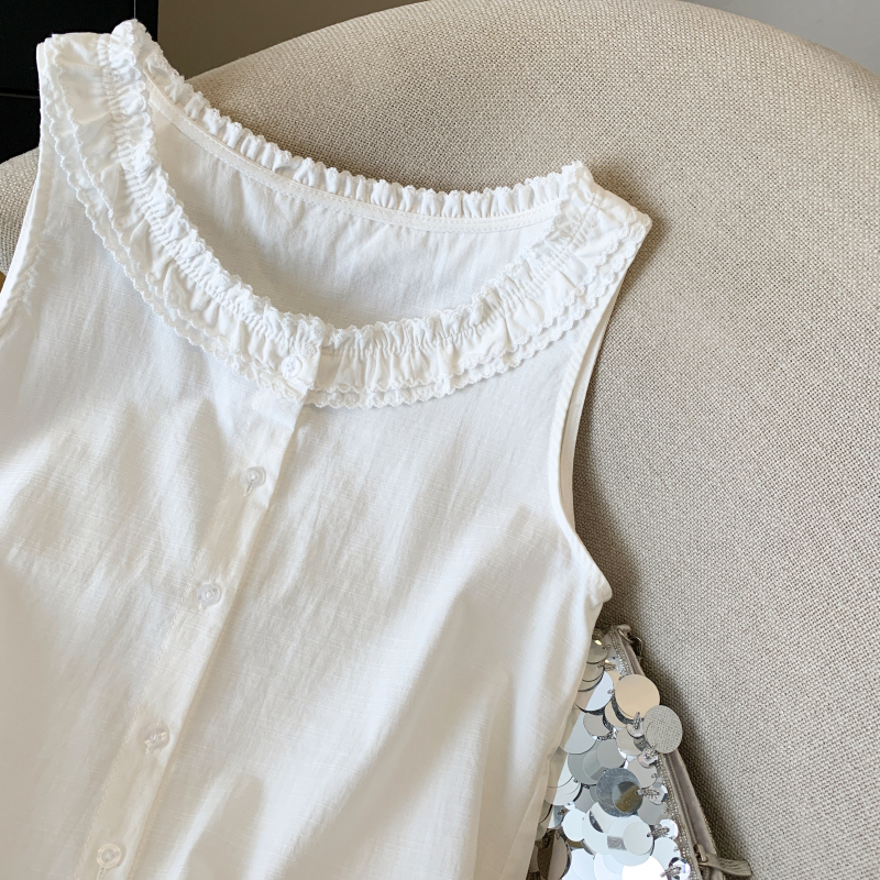 Sweet pure summer shirt sleeveless niche small shirt