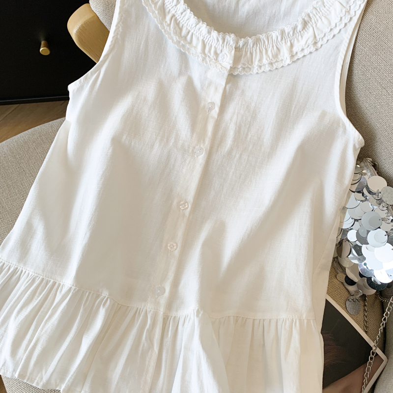 Sweet pure summer shirt sleeveless niche small shirt