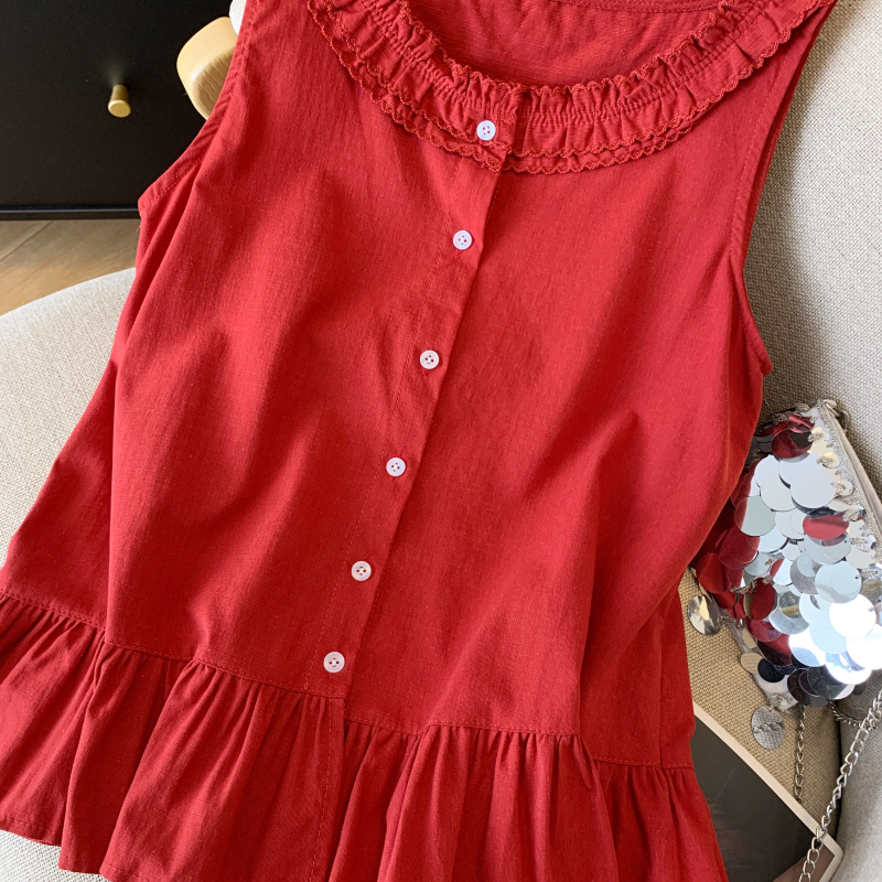 Sweet pure summer shirt sleeveless niche small shirt