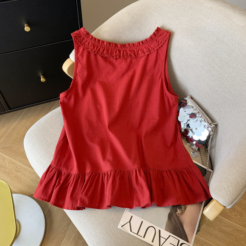 Sweet pure summer shirt sleeveless niche small shirt