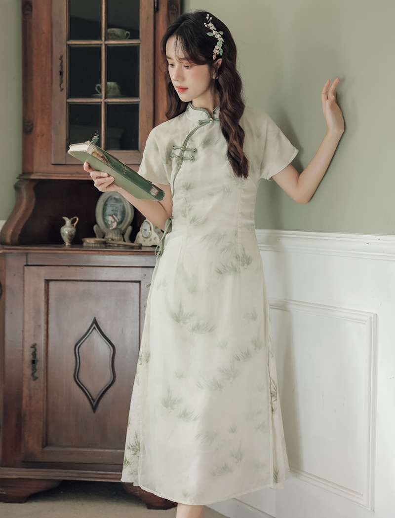 Slim was white temperament Chinese style dress