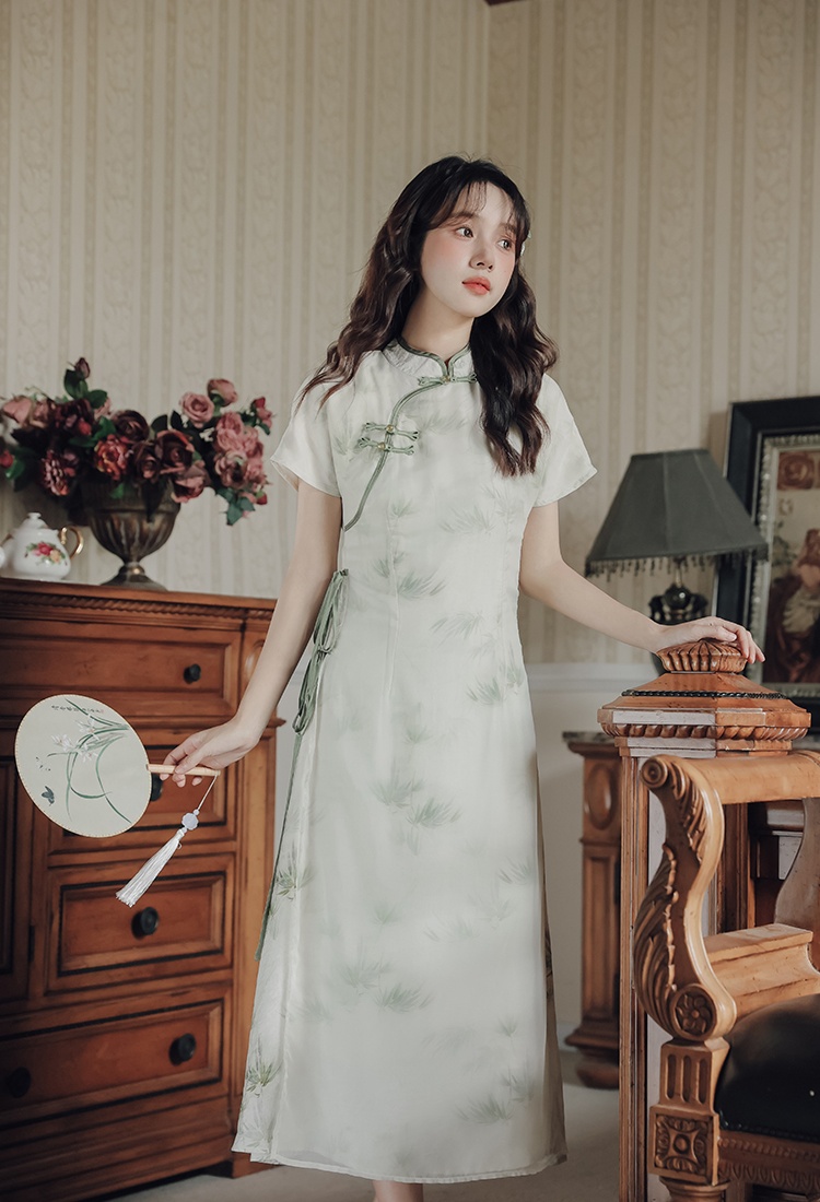 Slim was white temperament Chinese style dress