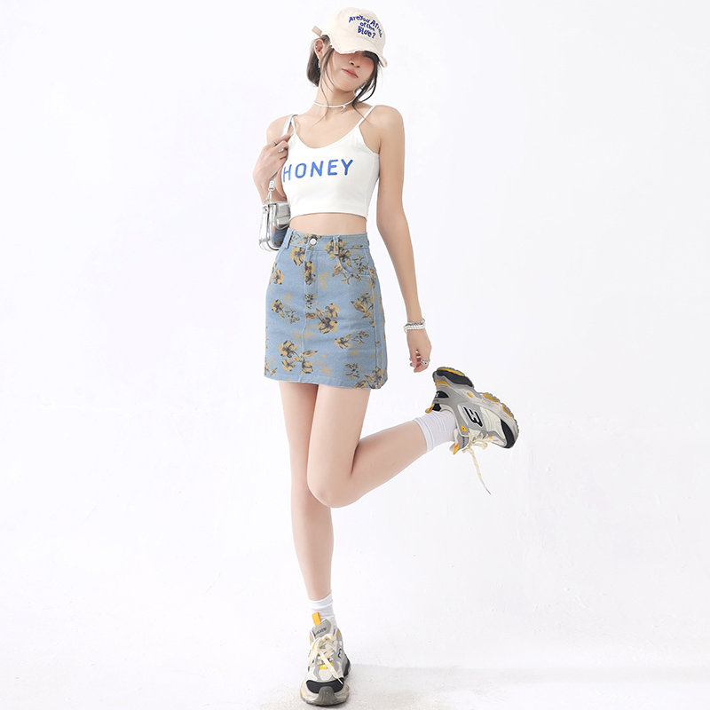 High waist retro short skirt printing tie dye skirt for women