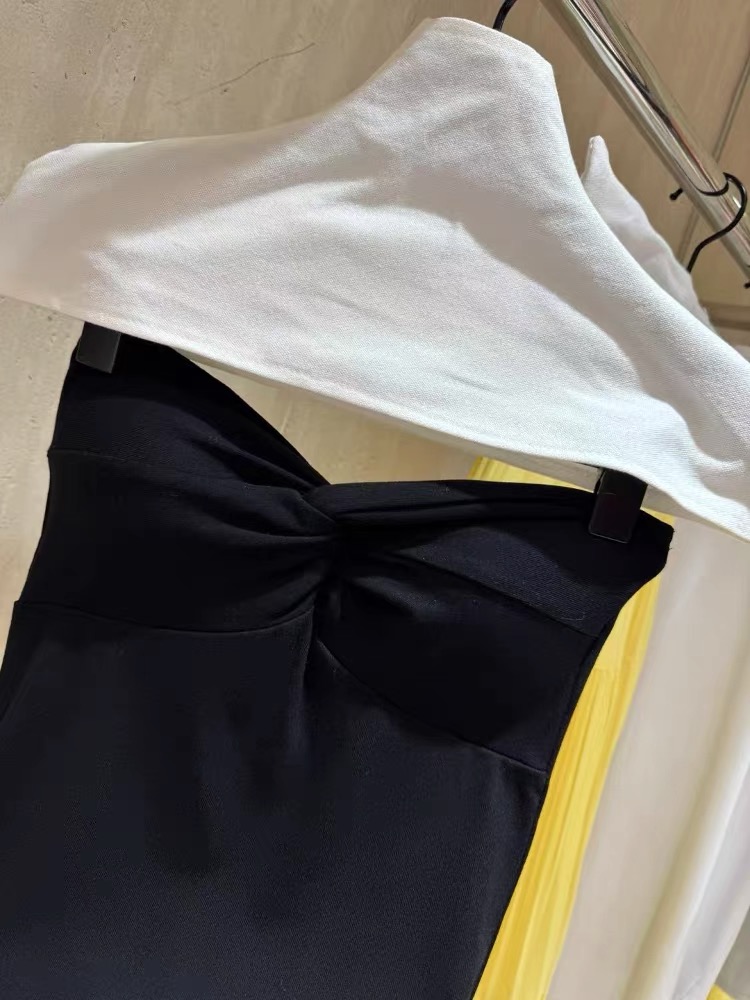 High waist slim tops crimp long skirt a set for women