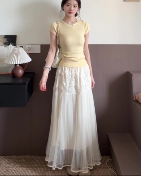 Summer lace skirt show young T-shirt 2pcs set