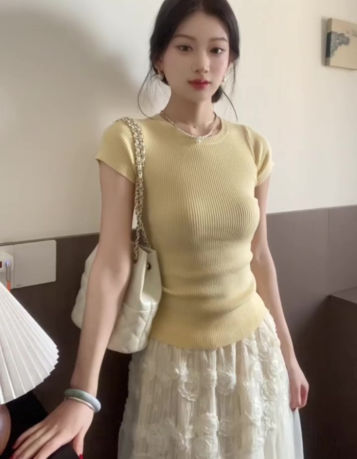 Summer lace skirt show young T-shirt 2pcs set
