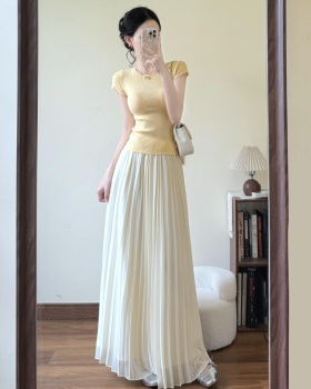 Slim knitted skirt temperament tops 2pcs set for women