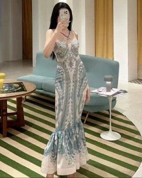 Slim mermaid dress court style summer long dress