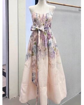 Summer multicolor dress France style strap dress