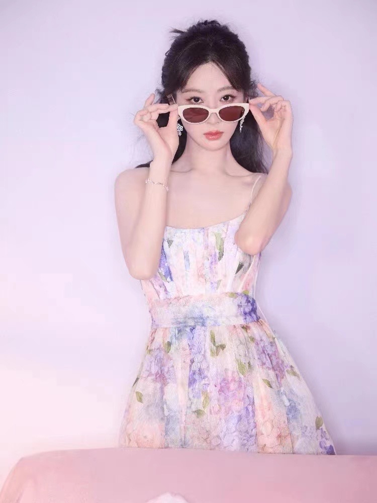 Summer multicolor dress France style strap dress