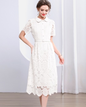 Slim A-line long dress hollow dress for women