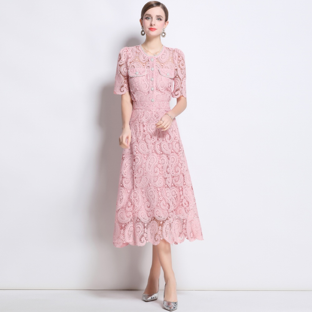 Lace slim skirt high waist puff sleeve tops 2pcs set for women