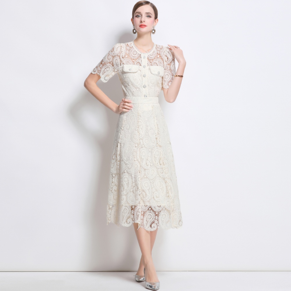 Puff sleeve lace skirt slim high waist tops 2pcs set for women